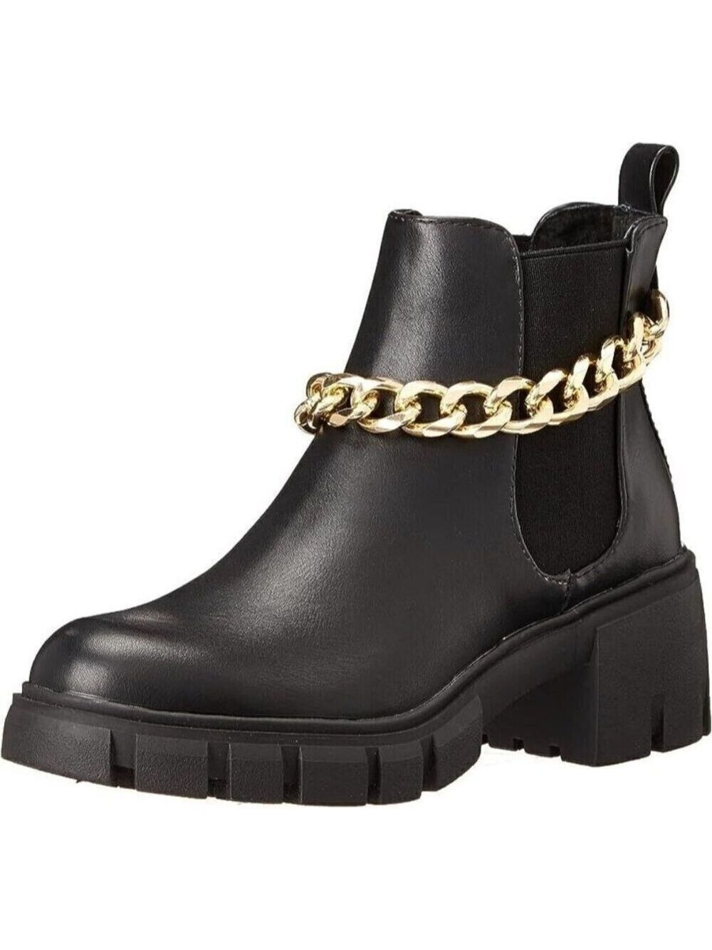 Madden girl Women's "Honey" Chain Chelsea black ankle boot sz 7/7.5 missized